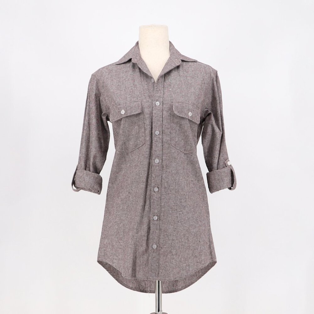 EMILY PHILLIPS 100% Cotton Roll Tab Sleeve Tunic Shirt Size 2/Small